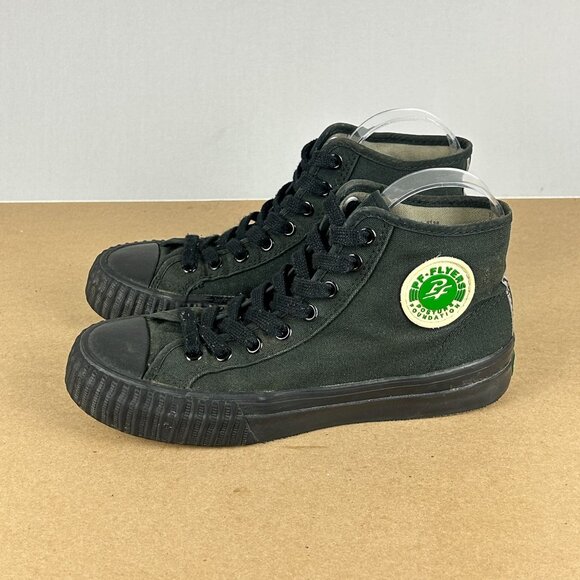 PF Flyers Center Hi Canvas Sneakers Womens 7.5 Black Lace Up Casual - Picture 1 of 10